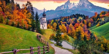 A church in front of a forest in Germany