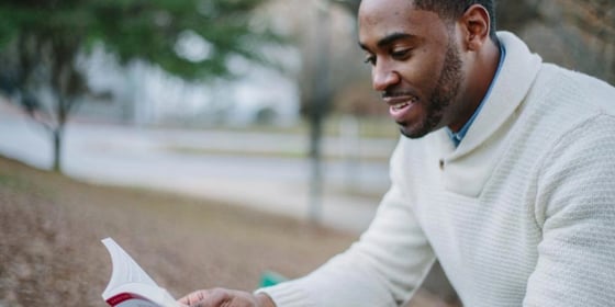 A german student reading a book