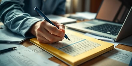 Student filling out an admission form for university application