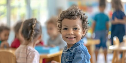 Smiling boy in a German kindergarten